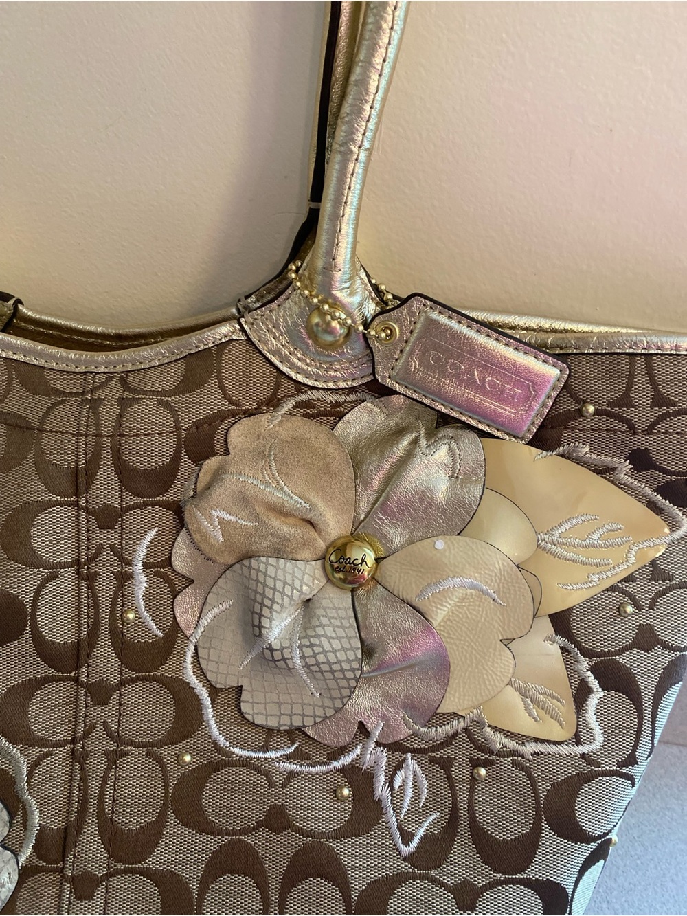 Coach Vintage Y2K Bleecker Floral Signature Applique Tote - Picture 9 of 16